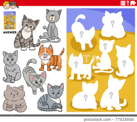 matching shapes game with cartoon cats characters 77828088
