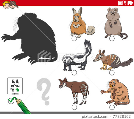 educational shadows game with cartoon animal characters educational shadows game with cartoon animal characters 77828162