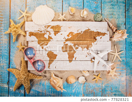 Summer time sea holiday background, vintage blue wooden planks. Summer time sea holiday background, vintage blue wooden planks. 77828321