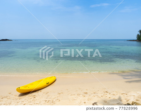 Yellow Kayak boat on tropical island beach bright sun in summer. Koh Kood - Thailand 77828996