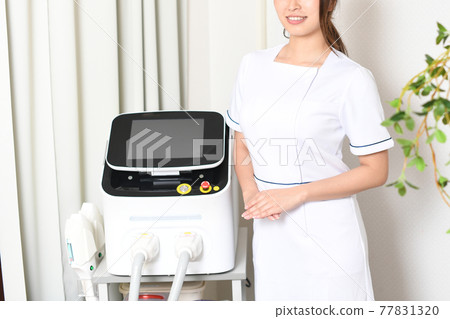 Image of beauty treatment equipment and esthetician 77831320