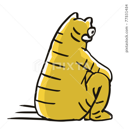 New Year's card material A person wearing a tiger costume sitting backwards New Year's card material A person wearing a tiger costume sitting backwards 77831484