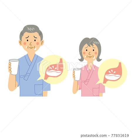 An old man with a bitter face drinking barium An old man with a bitter face drinking barium 77831619