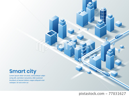 Smart city isometric design concept of simple smart city. 77831627