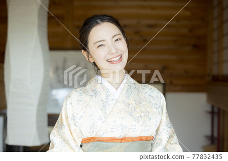 Kimono woman Japanese house Kimono woman Japanese house 77832435