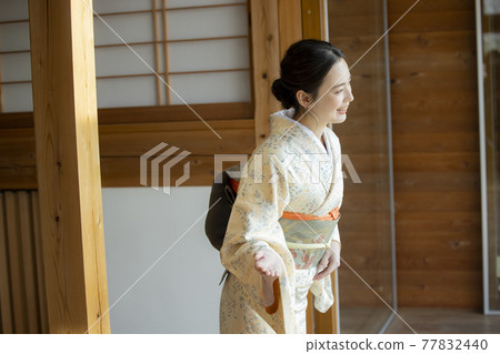 Kimono woman Japanese house Kimono woman Japanese house 77832440