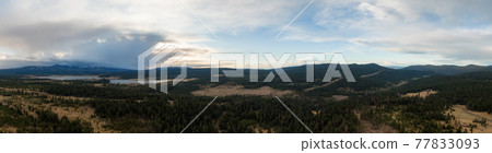 Aerial Panoramic View of a Lake in the Canadian Landscape 77833093