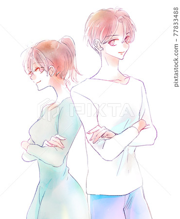 Back-to-back male and female duo Back-to-back male and female duo 77833488