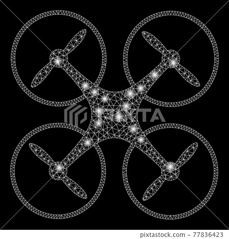 Bright Mesh Wire Frame Quadcopter with Light Spots Bright Mesh Wire Frame Quadcopter with Light Spots 77836423