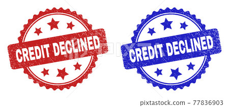 CREDIT DECLINED Rosette Stamp Seals with Scratched Style CREDIT DECLINED Rosette Stamp Seals with Scratched Style 77836903