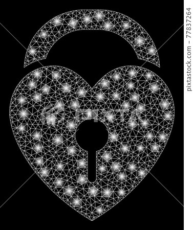 Flare Mesh Wire Frame Love Heart Lock with Flare Spots 77837264