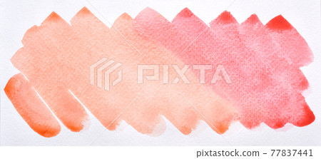 a photo image of abstract orange and red watercolor on paper, hand paint of red orange and red watercolor gradient for background, wet technique on paper to mix difference color 77837441