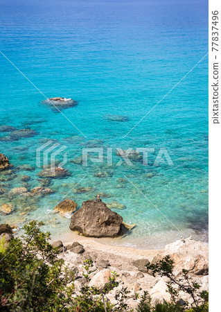 Pefkoulia beach on Lefkada island, Greece Pefkoulia beach on Lefkada island, Greece 77837496