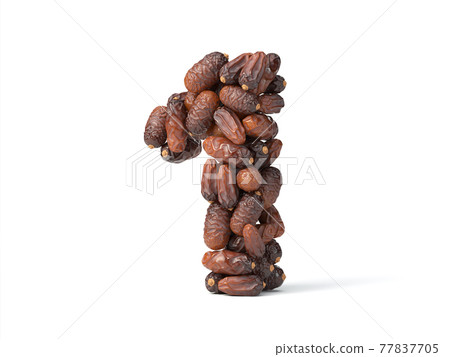 number 1 shaped date palm fruits, 3d illustration 77837705