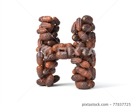 Letter H shaped date palm fruits, 3d illustration 77837725