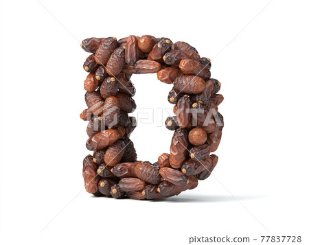 Letter D shaped date palm fruits, 3d illustration 77837728