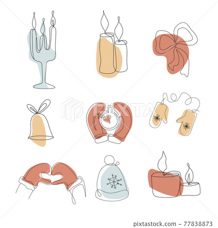 Set of elements for the New Year theme. Clipart, elements for the design of cards, banners, flyers for Christmas. Abstract minimalistic Vector Template. line art drawing, abstract shape. Set of elements for the New Year theme. Clipart, elements for the design of cards, banners, flyers for Christmas. Abstract minimalistic Vector Template. line art drawing, abstract shape. 77838873