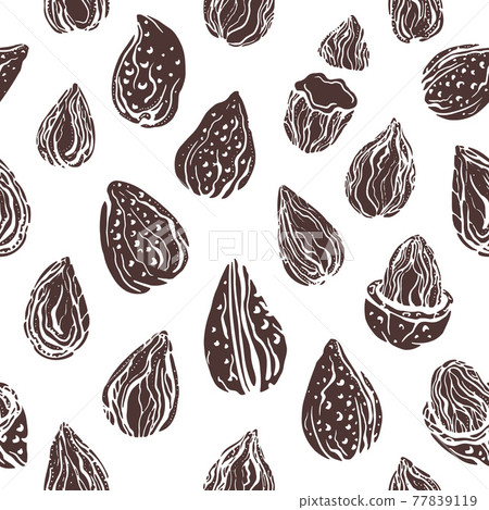 Almond nut. Seamless pattern. Nature crop. Almond nut. Seamless pattern. Nature crop. 77839119
