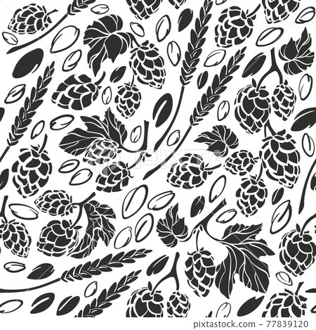 Hop and seed. Vector seamless pattern 77839120