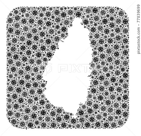 Map of Saint Lucia Island - SARS Virus Collage with Empty Space 77839699