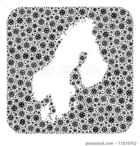 Map of Scandinavia - Covid Collage with Stencil Map of Scandinavia - Covid Collage with Stencil 77839702