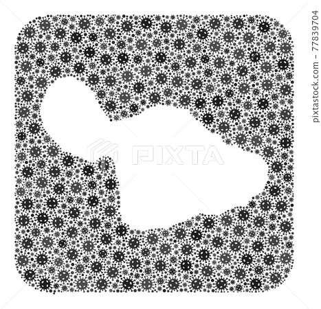 Map of Maui Island - SARS Virus Mosaic with Stencil 77839704