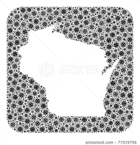 Map of Wisconsin State - Covid-2019 Virus Mosaic with Hole Map of Wisconsin State - Covid-2019 Virus Mosaic with Hole 77839706