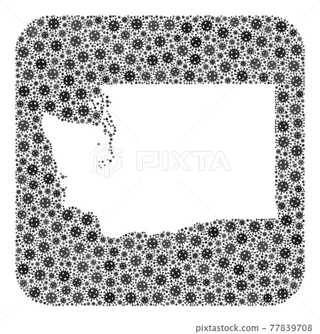 Map of Washington State - Coronavirus Mosaic with Subtracted Space Map of Washington State - Coronavirus Mosaic with Subtracted Space 77839708