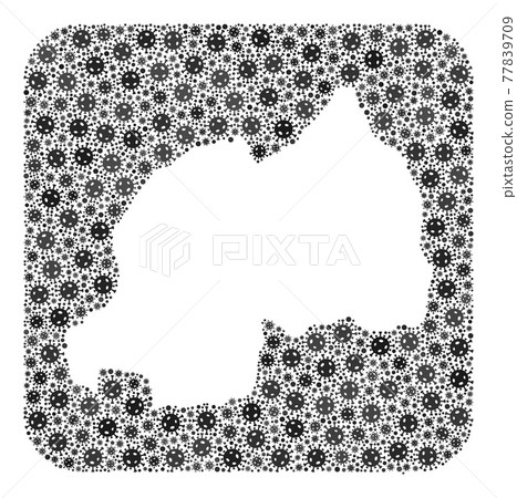 Map of Rwanda - Flu Virus Mosaic with Empty Space Map of Rwanda - Flu Virus Mosaic with Empty Space 77839709
