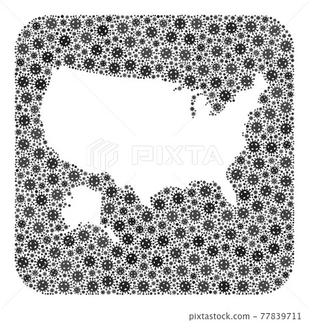 Map of USA and Alaska - Covid Mosaic with Stencil Map of USA and Alaska - Covid Mosaic with Stencil 77839711