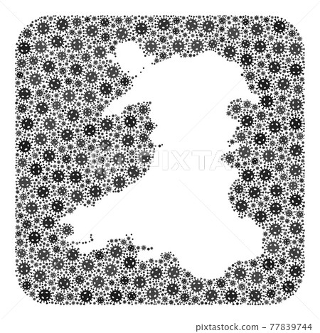 Map of Wales - Covid Mosaic with Subtracted Space Map of Wales - Covid Mosaic with Subtracted Space 77839744