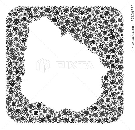 Map of Uruguay - Covid Mosaic with Hole Map of Uruguay - Covid Mosaic with Hole 77839781
