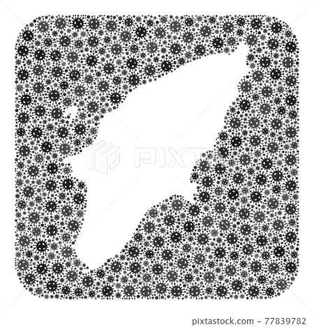 Map of Rhodes Island - Coronavirus Mosaic with Empty Space 77839782