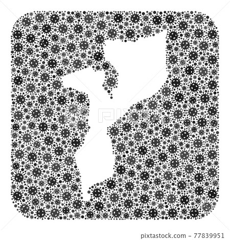 Map of Mozambique - Covid-2019 Virus Collage with Subtracted Space 77839951
