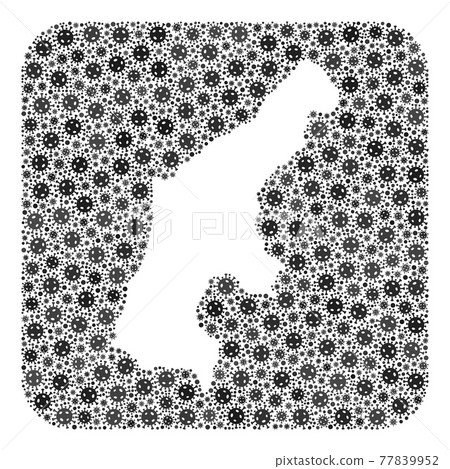 Map of Saipan Island - SARS Virus Collage with Stencil 77839952