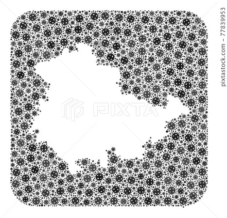 Map of Thuringia State - Covid-2019 Virus Mosaic with Stencil 77839953
