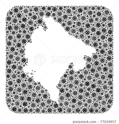 Map of Montenegro - Flu Virus Mosaic with Subtracted Space Map of Montenegro - Flu Virus Mosaic with Subtracted Space 77839957