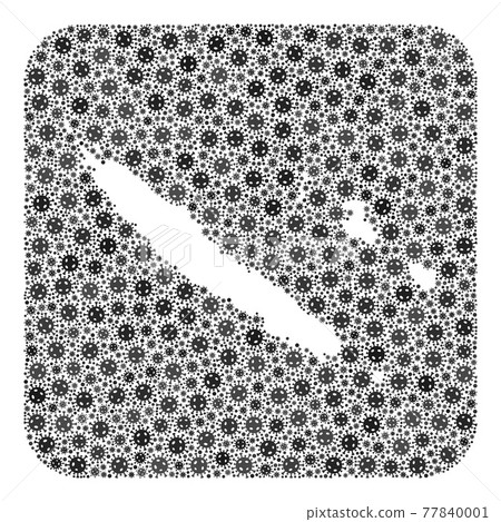 Map of New Caledonia - SARS Virus Mosaic with Hole 77840001
