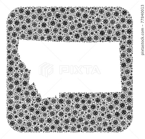 Map of Montana State - Coronavirus Mosaic with Subtracted Space Map of Montana State - Coronavirus Mosaic with Subtracted Space 77840013