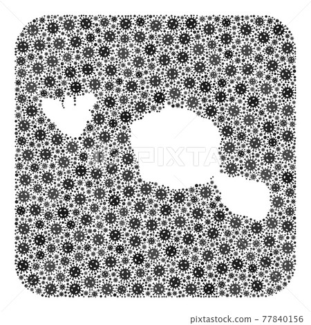 Map of Tahiti and Moorea Islands - SARS Virus Mosaic with Stencil 77840156