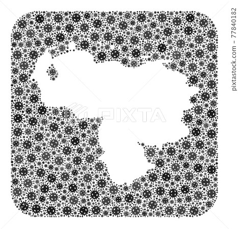 Map of Venezuela - Covid-2019 Virus Collage with Subtracted Space Map of Venezuela - Covid-2019 Virus Collage with Subtracted Space 77840182
