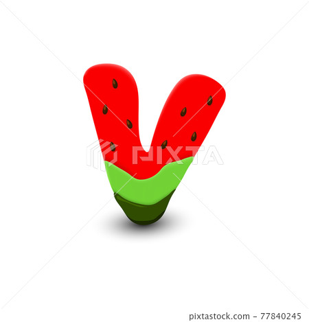 Watermelon letter V Watermelon letter V 77840245