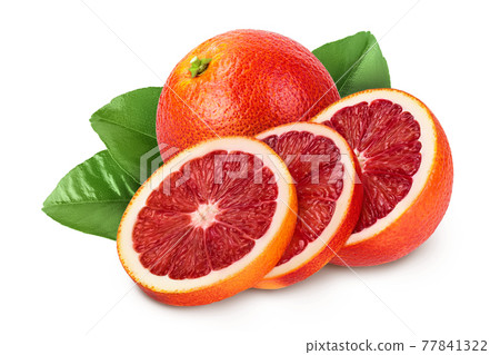Blood red oranges isolated on white background with clipping path and full depth of field 77841322