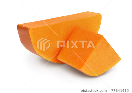 butternut squash slice isolated on white background with clipping path and full depth of field butternut squash slice isolated on white background with clipping path and full depth of field 77841413