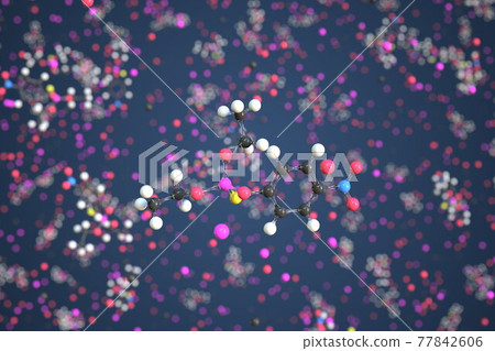 Parathion molecule, conceptual molecular model. Chemical 3d rendering 77842606