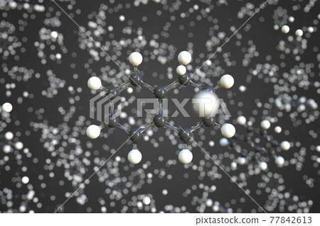 Naphthalene molecule, conceptual molecular model. Chemical 3d rendering 77842613