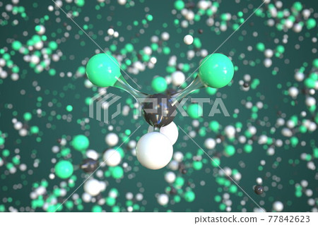 Molecule of difluoromethane, conceptual molecular model. Scientific 3d rendering Molecule of difluoromethane, conceptual molecular model. Scientific 3d rendering 77842623