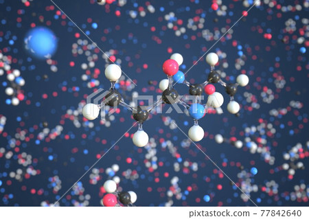 Acrylamide molecule, conceptual molecular model. Scientific 3d rendering 77842640