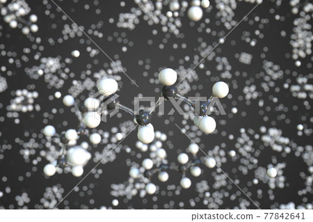 Molecule of butane, conceptual molecular model. Conceptual 3d rendering 77842641
