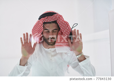 Muslim man doing sujud or sajdah on the glass floor Muslim man doing sujud or sajdah on the glass floor 77843130